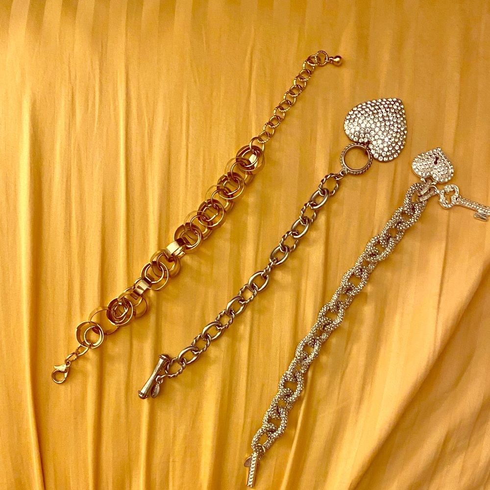 Traci Lynn Bracelets - 3 Total- 2 silver & 1 gold